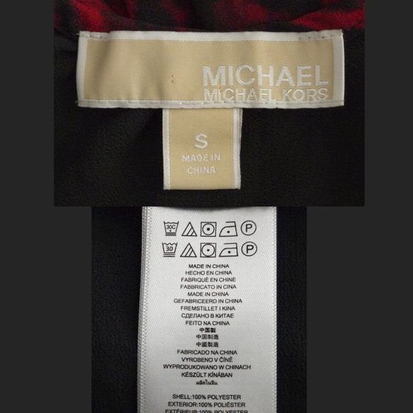 Michael Kors Red & Black Leopard Chiffon Long Sleeve Mini A-Line Dress - Picture 8 of 8